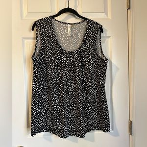 Polka Dot Women’s Dress Tank - Petite XL Black and White